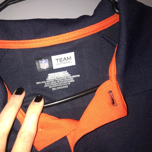 Mens NFL Chicago Bears 2x Polo Shirt navy & orange - Picture 2 of 3